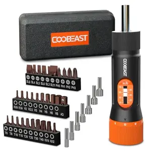 Coobeast 38Pcs Preset 1/4” Drive Torque Screwdriver with S2 Bits